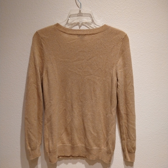 Halogen Women's Cashmere Crew Neck Polka Dot Sweater Beige Size MP Pullover - Picture 3 of 7